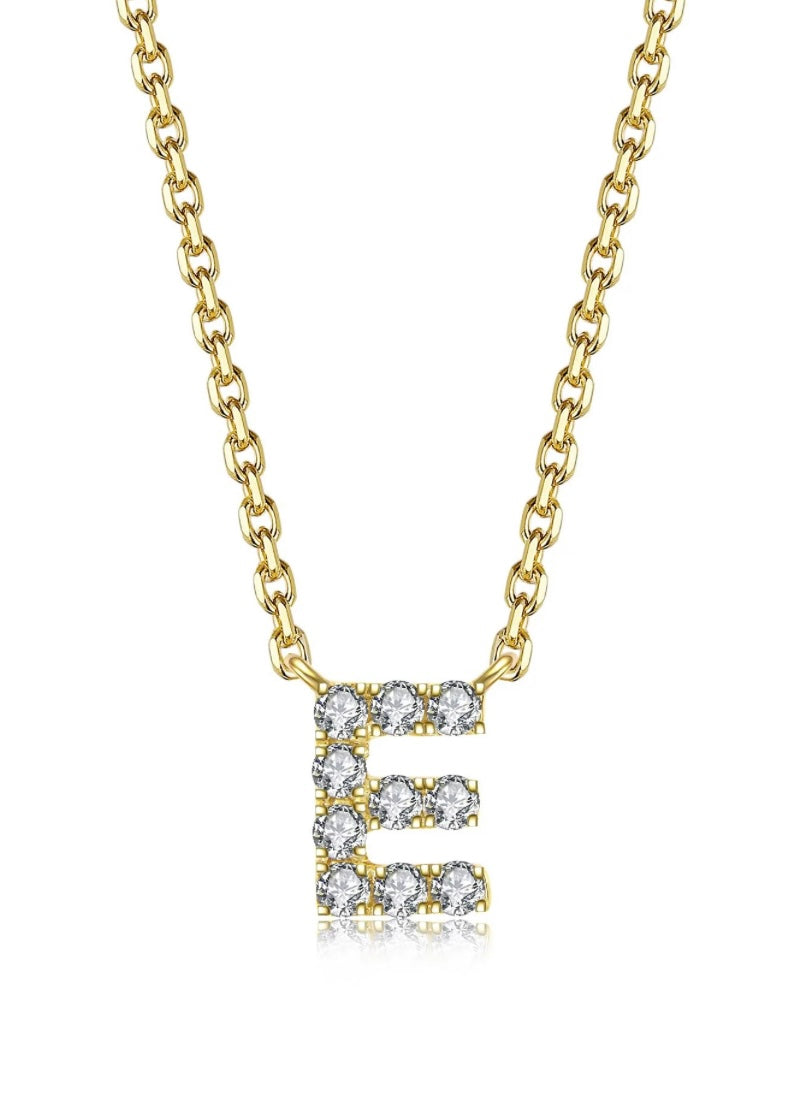 Single Diamond Letter Necklace | 9K Yellow Gold